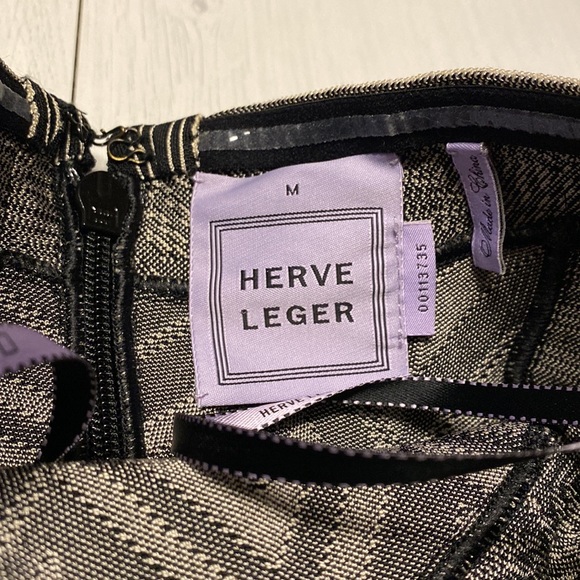 Herve Leger Vintage Black and White Printed Strapless Bandage Mini Dress - M - Picture 3 of 6